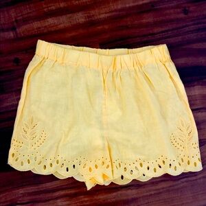 New Magaschoni 100% Linen Eyelet High Waist Shorts